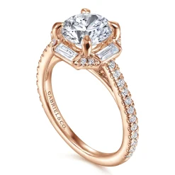 Discount Gabriel & Co. Ryland - 14K Rose Gold Octagonal Halo Round Diamond Engagement Ring