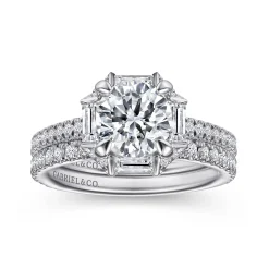 Hot Gabriel & Co. Ryland - 14K White Gold Octagonal Halo Round Diamond Engagement Ring