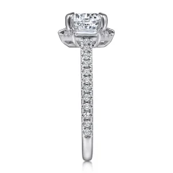 Hot Gabriel & Co. Ryland - 14K White Gold Octagonal Halo Round Diamond Engagement Ring