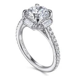 Hot Gabriel & Co. Ryland - 14K White Gold Octagonal Halo Round Diamond Engagement Ring