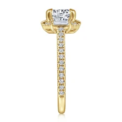 Clearance Gabriel & Co. Ryland - 14K Yellow Gold Octagonal Halo Round Diamond Engagement Ring