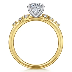 New Gabriel & Co. Sacred - 14K Yellow-White Gold Round Diamond Engagement Ring