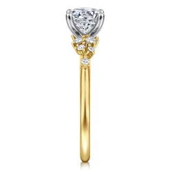 New Gabriel & Co. Sacred - 14K Yellow-White Gold Round Diamond Engagement Ring