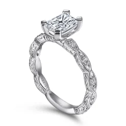 Sale Gabriel & Co. Sadie - 14K White Gold Rectangular Radiant Cut Diamond Engagement Ring