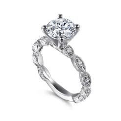 New Gabriel & Co. Sadie - 14K White Gold Round Diamond Engagement Ring