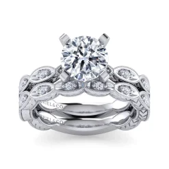New Gabriel & Co. Sadie - 14K White Gold Round Diamond Engagement Ring
