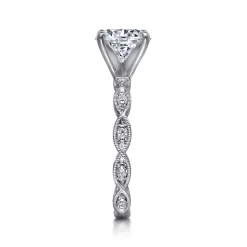 New Gabriel & Co. Sadie - 14K White Gold Round Diamond Engagement Ring