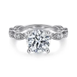 New Gabriel & Co. Sadie - 14K White Gold Round Diamond Engagement Ring