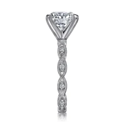 Discount Gabriel & Co. Sadie - 14K White Gold Twisted Round Diamond Engagement Ring