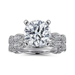 Discount Gabriel & Co. Sadie - 14K White Gold Twisted Round Diamond Engagement Ring