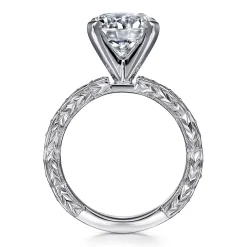 Discount Gabriel & Co. Sadie - 14K White Gold Twisted Round Diamond Engagement Ring