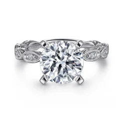 Discount Gabriel & Co. Sadie - 14K White Gold Twisted Round Diamond Engagement Ring