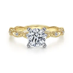 Clearance Gabriel & Co. Sadie - 14K Yellow Gold Round Diamond Engagement Ring