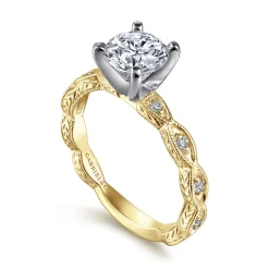 Clearance Gabriel & Co. Sadie - 14K Yellow Gold Round Diamond Engagement Ring