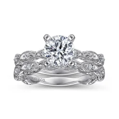 New Gabriel & Co. Sadie - Platinum Round Diamond Engagement Ring
