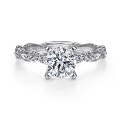 New Gabriel & Co. Sadie - Platinum Round Diamond Engagement Ring