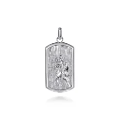 Hot Gabriel & Co. Saint Christopher Dog Tag Pendant 925 Sterling Silver