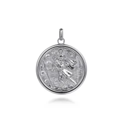 New Gabriel & Co. Saint Christopher Medallion Pendant 925 Sterling Silver