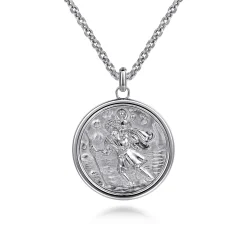 New Gabriel & Co. Saint Christopher Medallion Pendant 925 Sterling Silver