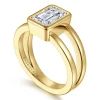 Discount Gabriel & Co. Sami - 14K Yellow Gold Emerald Cut Split Shank Bezel Solitaire Diamond Engagement Ring