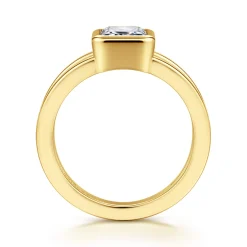 Discount Gabriel & Co. Sami - 14K Yellow Gold Emerald Cut Split Shank Bezel Solitaire Diamond Engagement Ring