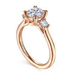 Hot Gabriel & Co. Sanaa - 14K Rose Gold Round Three Stone Diamond Engagement Ring
