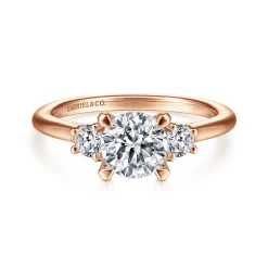 Hot Gabriel & Co. Sanaa - 14K Rose Gold Round Three Stone Diamond Engagement Ring