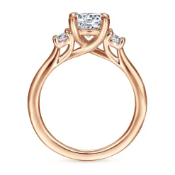 Hot Gabriel & Co. Sanaa - 14K Rose Gold Round Three Stone Diamond Engagement Ring