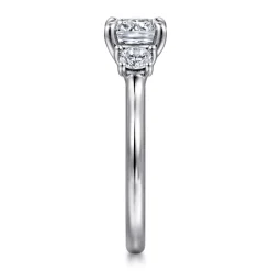 Clearance Gabriel & Co. Sanaa - 14K White Gold Cushion Cut 3 Stone Diamond Engagement Ring