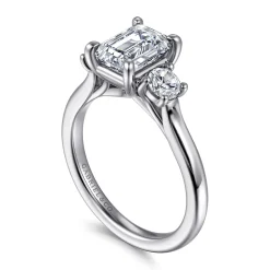 Gabriel & Co. Sanaa - 14K White Gold Emerald Cut 3 Stone Diamond Engagement Ring