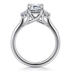 Gabriel & Co. Sanaa - 14K White Gold Emerald Cut 3 Stone Diamond Engagement Ring