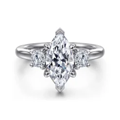 Best Gabriel & Co. Sanaa - 14K White Gold Marquise Shape 3 Stone Diamond Engagement Ring