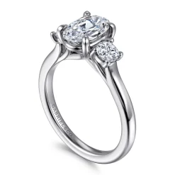 Online Gabriel & Co. Sanaa - 14K White Gold Oval 3 Stone Diamond Engagement Ring