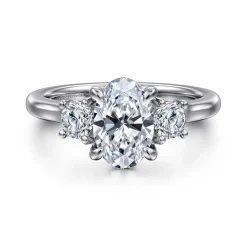 Online Gabriel & Co. Sanaa - 14K White Gold Oval 3 Stone Diamond Engagement Ring