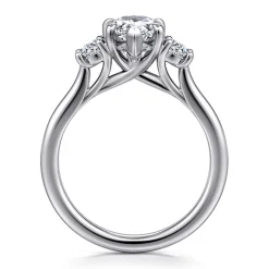 New Gabriel & Co. Sanaa - 14K White Gold Pear Shape 3 Stone Diamond Engagement Ring