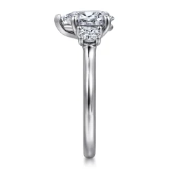 New Gabriel & Co. Sanaa - 14K White Gold Pear Shape 3 Stone Diamond Engagement Ring