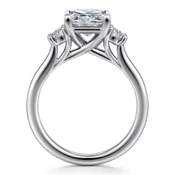 Outlet Gabriel & Co. Sanaa - 14K White Gold Princess Cut 3 Stone Diamond Engagement Ring