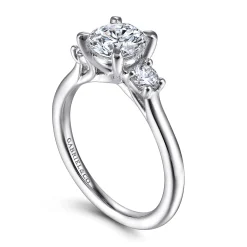 Discount Gabriel & Co. Sanaa - 14K White Gold Round 3 Stone Diamond Engagement Ring