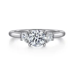 Best Gabriel & Co. Sanaa - 14K White Gold Round Three Stone Diamond Engagement Ring