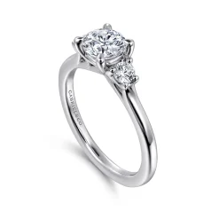 Best Gabriel & Co. Sanaa - 14K White Gold Round Three Stone Diamond Engagement Ring
