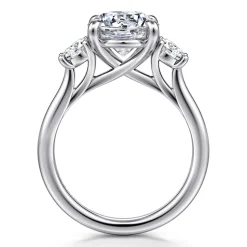 Gabriel & Co. Sanaa - 14K White Gold Round Three Stone Diamond Engagement Ring