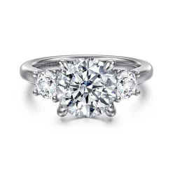 Gabriel & Co. Sanaa - 14K White Gold Round Three Stone Diamond Engagement Ring