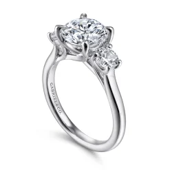Clearance Gabriel & Co. Sanaa - 14K White Gold Round Three Stone Diamond Engagement Ring