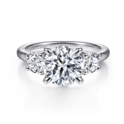 Clearance Gabriel & Co. Sanaa - 14K White Gold Round Three Stone Diamond Engagement Ring