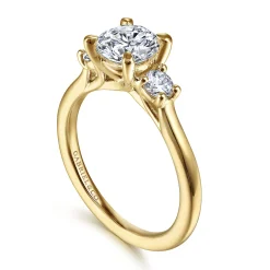 Outlet Gabriel & Co. Sanaa - 14K Yellow Gold Round Three Stone Diamond Engagement Ring