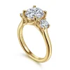Gabriel & Co. Sanaa - 14K Yellow Gold Round Three Stone Diamond Engagement Ring