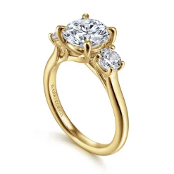 Gabriel & Co. Sanaa - 14K Yellow Gold Round Three Stone Diamond Engagement Ring
