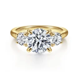 Gabriel & Co. Sanaa - 14K Yellow Gold Round Three Stone Diamond Engagement Ring
