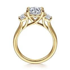 Gabriel & Co. Sanaa - 14K Yellow Gold Round Three Stone Diamond Engagement Ring
