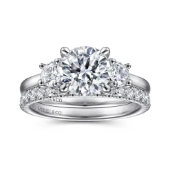 Online Gabriel & Co. Sanaa - Platinum Round 3 Stone Diamond Engagement Ring
